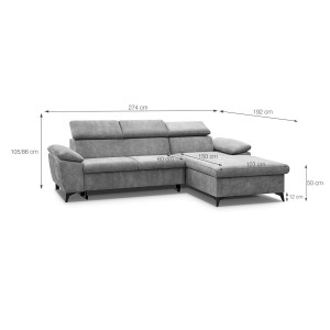 COLTAR EXTENSIBIL DREAPTA, COLIN 274CM, DIN TEXTIL FOARTE FIN DE CULOARE GRI DESCHIS, CONFORT SPORIT - Img 4