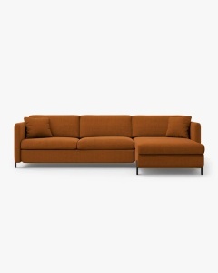 COLTAR EXTENSIBIL GLORIA, CARAMIZIU, PE DREAPTA, 266 CM, TAPITAT CU TAPITERIE DIN TEXTIL STRUCTURAT BJORN, MICADONI