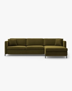 COLTAR EXTENSIBIL GLORIA, PE DREAPTA, VERDE, 170X286 CM, TAPITAT CU TAPITERIE DIN TEXTIL CATIFEA SALVADOR, MICADONI