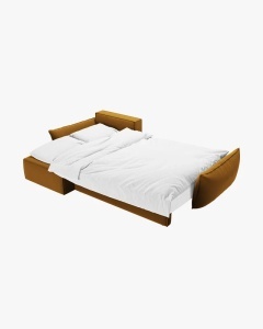 COLTAR EXTENSIBIL KAELLE, 252 CM, PE STANGA, GALBEN, CU TAPITERIE DIN TEXTIL CATIFEA BLUVEL, MICADONI - Img 2