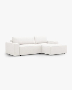 COLTAR EXTENSIBIL, PE DREAPTA, JODIE, 246X151 CM, ALB, TAPITAT CU TAPITERIE DIN TEXTIL BOUCLE BALOO, MICADONI - Img 3