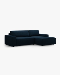 COLTAR EXTENSIBIL, PE DREAPTA, JODIE, 246X151 CM, ALBASTRU INCHIS, TAPITAT CU TAPITERIE DIN TEXTIL BOUCLE BALOO, MICADONI - Img 3