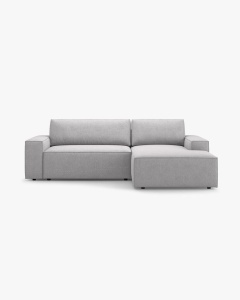 COLTAR EXTENSIBIL, PE DREAPTA, JODIE, 246X151 CM, GRI DESCHIS, TAPITAT CU TAPITERIE DIN TEXTIL BOUCLE BALOO, MICADONI