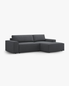COLTAR EXTENSIBIL, PE DREAPTA, JODIE, 246X151 CM, GRI INCHIS, TAPITAT CU TAPITERIE DIN TEXTIL STRUCTURAT MEGAN, MICADONI - Img 3