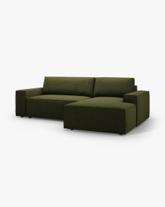 COLTAR EXTENSIBIL, PE DREAPTA, JODIE, 246X151 CM, VERDE MASLINIU INCHIS, TAPITAT CU TAPITERIE DIN TEXTIL BOUCLE BALOO, MICADONI - Img 6