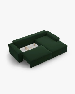 COLTAR EXTENSIBIL, PE DREAPTA, JODIE, 246X151 CM, VERDE SMARALD, TAPITAT CU TAPITERIE DIN TEXTIL CATIFEA BLUVEL, MICADONI - Img 5