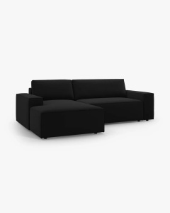 COLTAR EXTENSIBIL, PE STANGA, JODIE, 246X151 CM, NEGRU, TAPITAT CU TAPITERIE DIN TEXTIL CATIFEA BLUVEL, MICADONI - Img 6