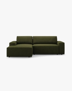 COLTAR EXTENSIBIL, PE STANGA, JODIE, 246X151 CM, VERDE MASLINIU INCHIS, TAPITAT CU TAPITERIE DIN TEXTIL BOUCLE BALOO, MICADONI