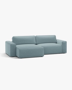 COLTAR EXTENSIBIL VICTOR, PE STANGA, ALBASTRU DESCHIS, 246X148 CM, TAPITAT CU TAPITERIE DIN TEXTIL STRUCTURAT MOLYBDENE, MICADONI - Img 2