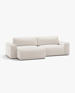COLTAR EXTENSIBIL VICTOR, PE STANGA, BEJ DESCHIS, 246X148 CM, TAPITAT CU TAPITERIE DIN TEXTIL STRUCTURAT MOLYBDENE, MICADONI - Img 2