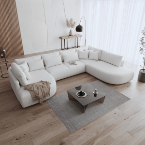 COLTAR FIX IN FORMA DE U, 380CM, CONFECTIONAT DIN MATERIAL TIP CHENILLE, NEGRU, JACOBS, STIL MODERN - Img 8