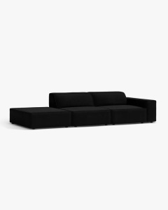 COLTAR JODIE, 262X99 CM, PE STANGA, CU 3 LOCURI, NEGRU, TAPITAT CU TAPITERIE DIN TEXTIL CATIFEA BLUVEL, MICADONI - Img 2