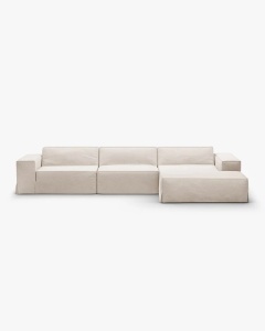 COLTAR JODIE, PE DREAPTA, 284X162 CM, BEJ, TAPITAT CU TAPITERIE DIN TEXTIL STRUCTURAT LINS, MICADONI
