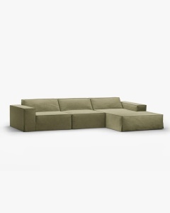 COLTAR JODIE, PE DREAPTA, 284X162 CM, VERDE DESCHIS, TAPITAT CU TAPITERIE DIN TEXTIL STRUCTURAT LINS, MICADONI - Img 2