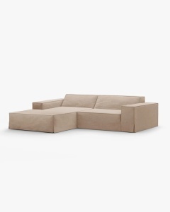 COLTAR JODIE PE STANGA, 224X162 CM, NISIPIU, TAPITAT CU TAPITERIE DIN TEXTIL STRUCTURAT LINS, MICADONI - Img 2