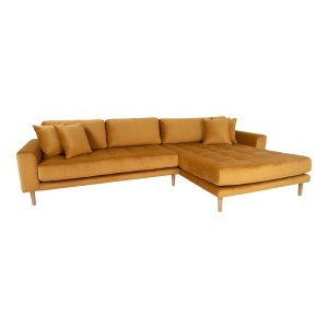 COLTAR LIDO CU 4 PERINI 290CM, DIN LEMN SI TEXTIL- CATIFEA, CULOARE GALBEN MUSTAR, DREAPTA, HOUSE NORDIC - Img 3