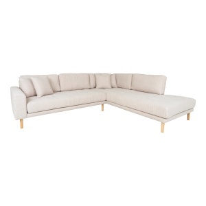 COLTAR LIDO IN FORMA DE L, DREAPTA, CU 4 PERINI 370CM, DIN LEMN SI TEXTIL, CULOARE BEJ, HOUSE NORDIC - Img 2