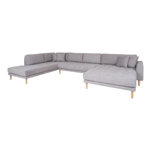 COLTAR LIDO IN FORMA DE U, CU 4 PERINI 370CM, DIN LEMN SI TEXTIL, CULOARE GRI DESCHIS, HOUSE NORDIC - Img 2