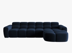 COLTAR LISA, DREAPTA, 5 LOCURI, 310 CM, ALBASTRU ROYAL, TAPITERIE DIN CATIFEA, DESIGN DEOSEBIT - Img 3