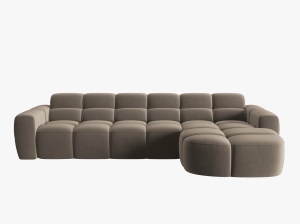COLTAR LISA, DREAPTA, 5 LOCURI, 310 CM, MARO DESCHIS, TAPITERIE DIN CATIFEA, DESIGN DEOSEBIT - Img 3