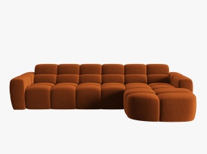 COLTAR LISA, DREAPTA, 5 LOCURI, 310 CM, SCORTISOARA, TAPITERIE DIN CATIFEA, DESIGN DEOSEBIT - Img 3