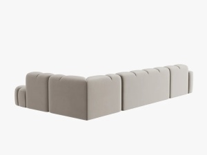 COLTAR LISA, DREAPTA, 7 LOCURI, 387 CM, BEJ DESCHIS, TAPITERIE DIN CATIFEA, DESIGN DEOSEBIT - Img 4