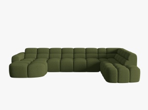 COLTAR LISA, DREAPTA, 7 LOCURI, 387 CM, VERDE OLIVE 35, TAPITERIE DIN STOFA, DESIGN DEOSEBIT - Img 2