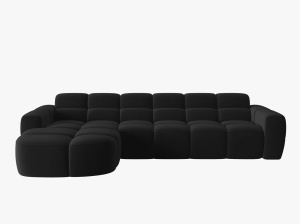 COLTAR LISA, STANGA, 5 LOCURI, 310 CM, NEGRU, TAPITERIE DIN CATIFEA, DESIGN DEOSEBIT - Img 3