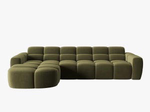 COLTAR LISA, STANGA, 5 LOCURI, 310 CM, VERDE OLIVE, TAPITERIE DIN CATIFEA, DESIGN DEOSEBIT - Img 3