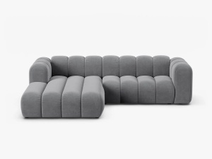 COLTAR LUPIN 260, PE STANGA, GRI, CU TAPITERIE DIN TEXTIL CATIFEA SALVADOR, MICADONI