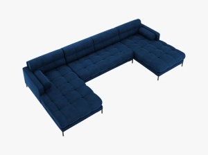 COLTAR MAMAIA, CU 6 LOCURI, ALBASTRU ROYAL BLUVEL, CU TAPITERIE DIN CATIFEA, MICADONI - Img 3