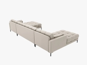 COLTAR MAMAIA, CU 6 LOCURI, BEJ, CU TAPITERIE DIN TEXTIL STRUCTURAT NEVE, MICADONI - Img 3
