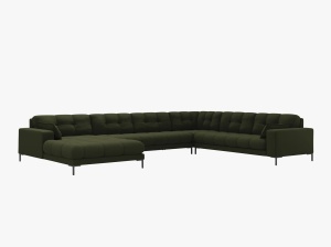 COLTAR MAMAIA, CU 7 LOCURI, PE DREAPTA, VERDE MASLINIU INCHIS, CU TAPITERIE DIN TEXTIL STRUCTURAT NEVE, MICADONI