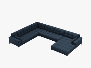 COLTAR MAMAIA, CU 7 LOCURI, PE STANGA, ALBASTRU, CU TAPITERIE DIN TEXTIL STRUCTURAT NEVE, MICADONI - Img 3