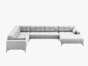 COLTAR MAMAIA, CU 7 LOCURI, PE STANGA, GRI DESCHIS, CU TAPITERIE DIN TEXTIL STRUCTURAT NEVE, MICADONI - Img 2