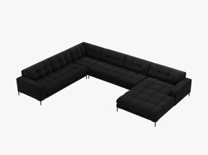 COLTAR MAMAIA, CU 7 LOCURI, PE STANGA, NEGRU BLUVEL19, CU TAPITERIE DIN CATIFEA, MICADONI - Img 3