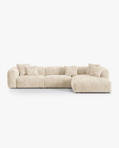 COLTAR MARTINA, 130X176 CM, PE STANGA, BEJ DESCHIS, TAPITAT CU TAPITERIE DIN TEXTIL CORDOI TILIA, MICADONI