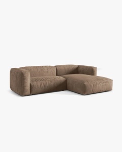 COLTAR MARTINA, BEJ DESCHIS, 244 CM, STANGA, CU TAPITERIE DIN TEXTIL CATIFEA VOGUE, MICADONI - Img 2