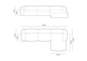 COLTAR MARTINA DREAPTA, 3 LOCURI, 330 CM, DIVERSE CULORI SI MATERIALE, DESIGN DEOSEBIT - Img 19