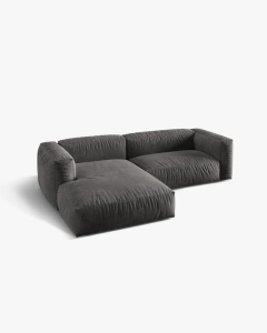 COLTAR MARTINA, GRI, 244 CM, PE STANGA, CU TAPITERIE DIN TEXTIL CATIFEA VOGUE, MICADONI - Img 3