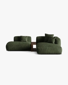 COLTAR MARTINA, PE DREAPTA, 285 CM, VERDE, TAPITAT CU TAPITERIE DIN TEXTIL CATIFEA VOGUE, MICADONI