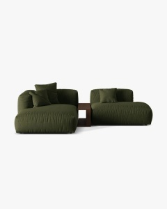COLTAR MARTINA, PE STANGA, 285 CM, VERDE, TAPITAT CU TAPITERIE DIN TEXTIL STRUCTURAT BOSTON, MICADONI