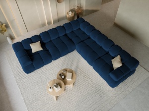 COLTAR MODULAR BELLIS, 5 LOCURI, 282 CM, ALBASTRU 81, TAPITERIE DIN CATIFEA, DESIGN DEOSEBIT