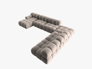 COLTAR MODULAR BELLIS, DREAPTA, 6 LOCURI, 379 CM, BEJ 16, TAPITERIE DIN CATIFEA, DESIGN DEOSEBIT - Img 6