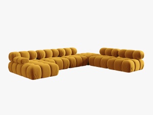 COLTAR MODULAR BELLIS, DREAPTA, 6 LOCURI, 379 CM, GALBEN 41, TAPITERIE DIN CATIFEA, DESIGN DEOSEBIT - Img 5