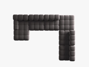 COLTAR MODULAR BELLIS, DREAPTA, 6 LOCURI, 379 CM, GRI INCHIS 97, TAPITERIE DIN CATIFEA, DESIGN DEOSEBIT - Img 2
