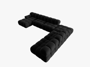 COLTAR MODULAR BELLIS, DREAPTA, 6 LOCURI, 379 CM, NEGRU 100, TAPITERIE DIN CATIFEA, DESIGN DEOSEBIT - Img 3