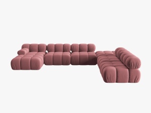 COLTAR MODULAR BELLIS, DREAPTA, 6 LOCURI, 379 CM, ROZ 63, TAPITERIE DIN CATIFEA, DESIGN DEOSEBIT - Img 5
