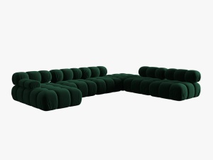 COLTAR MODULAR BELLIS, DREAPTA, 6 LOCURI, 379 CM, VERDE 38, TAPITERIE DIN CATIFEA, DESIGN DEOSEBIT - Img 4