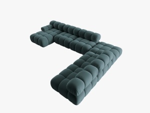 COLTAR MODULAR BELLIS, DREAPTA, 6 LOCURI, 379 CM, VERDE PETROL 87, TAPITERIE DIN CATIFEA, DESIGN DEOSEBIT - Img 3